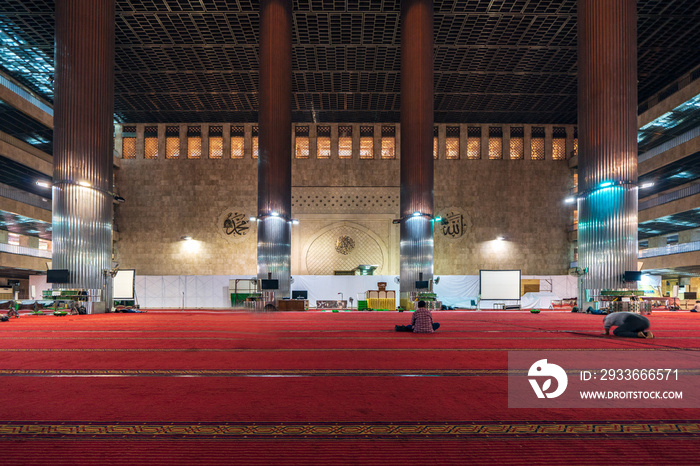 Interior of Istiqlal mosque, Jakarta, Indonesia