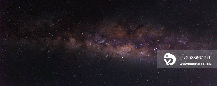 Panorama Milky way star on dark night.Deep sky on Universe. with noise and grain.Photo by long exposure and select white balance.