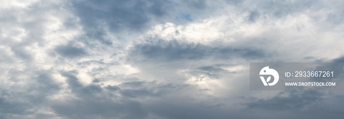 Dramatic sky with dark storm clouds, panorama