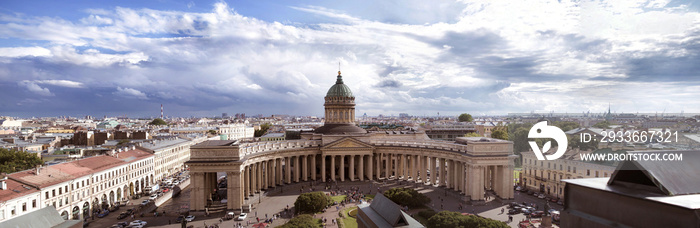 Panoramic view of Kazansky cathedral Saint Petersburg, Russia