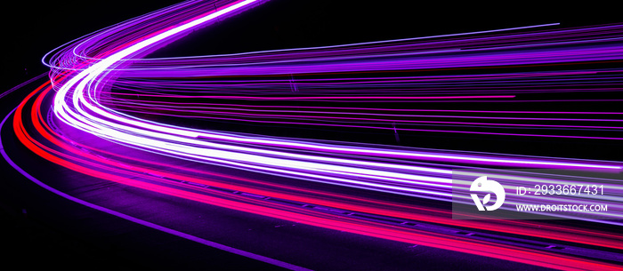 lights of moving cars at night. long exposure