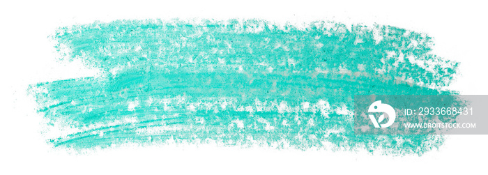 aquamarine color texture crayon spot on a white background