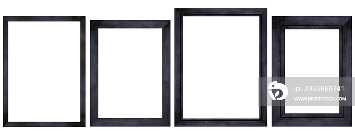 Black wood frame isolated or picture frame on white background. Object with clipping path