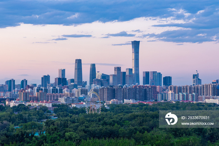 北京国贸CBD中央商务区城市夕阳风光