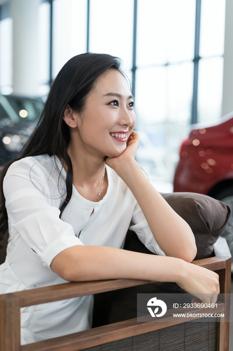 年轻女子选购汽车