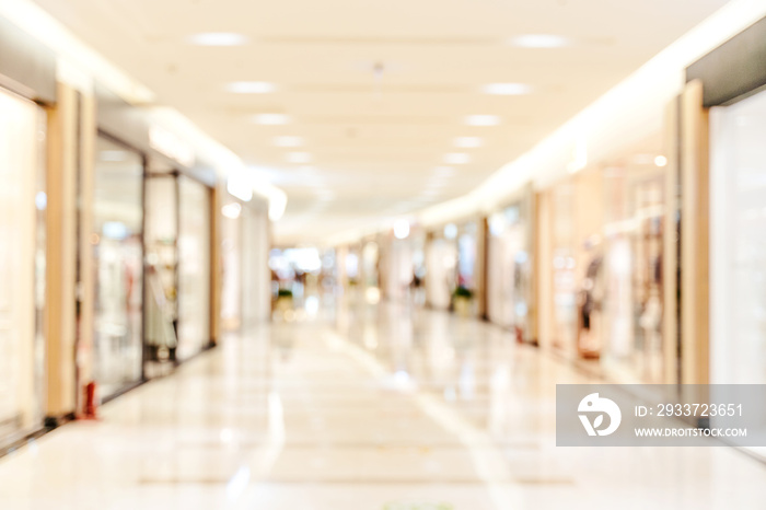 Luxury department store shopping mall interior, abstract defocused blur with bokeh background, conce