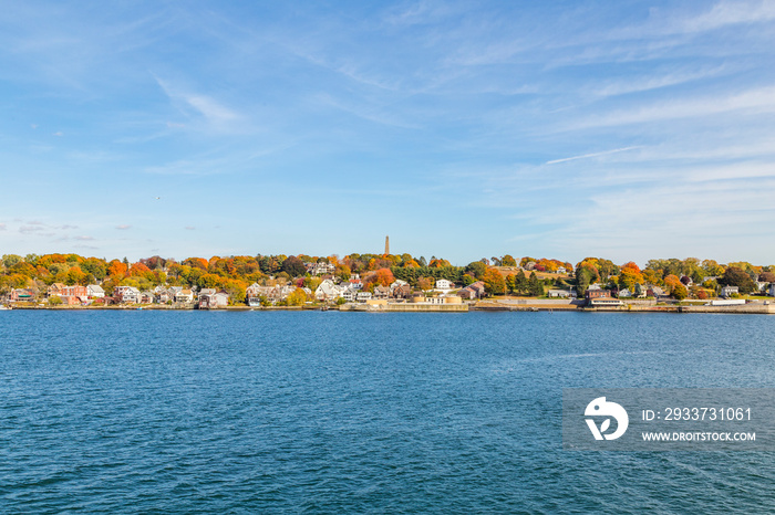 view to skyline of New London in Connecticut, USA.