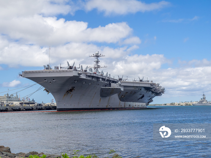 The USS John C. Stennis  in Pearl Harbor, USA. The John C. Stennis is a Nimitz class nuclear powered