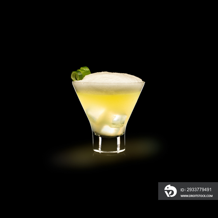 Pisco Sour - Popular Drink on a black background