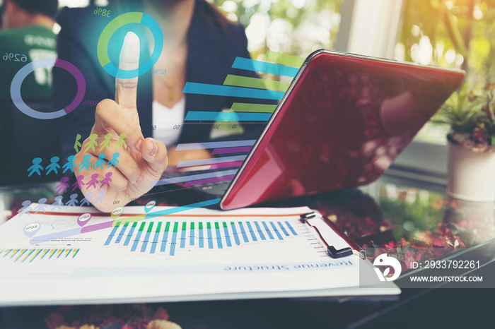 Business women looking at the marketing research.