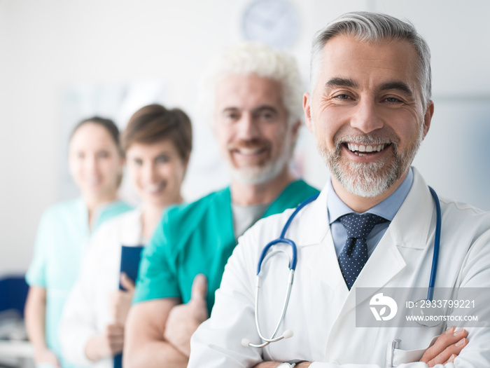 Confident doctors posing at the hospital