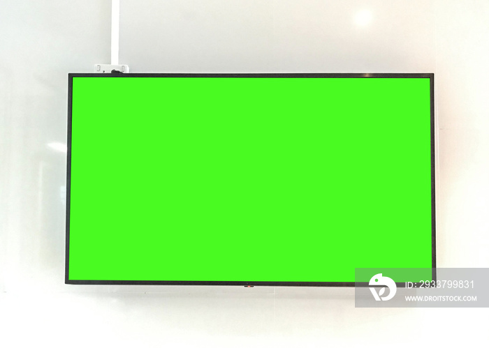 绿色屏幕的特写电视。