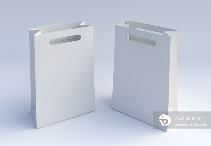 Two Paper bags mockup on white background. 3d rendering.