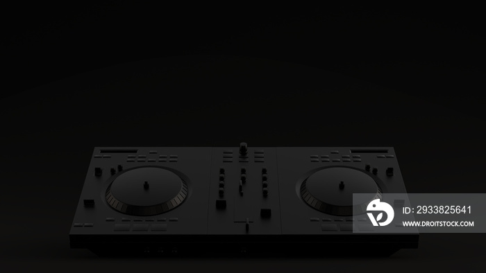 Black DJ Decks Angled  Black Background 3d illustration 3d render