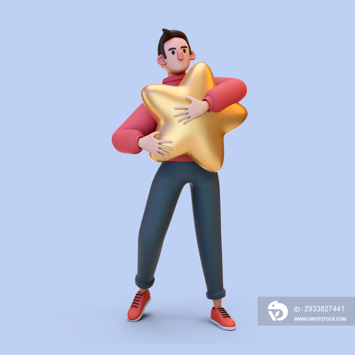 3d character guy social media and internet illustration 3d render cartoon