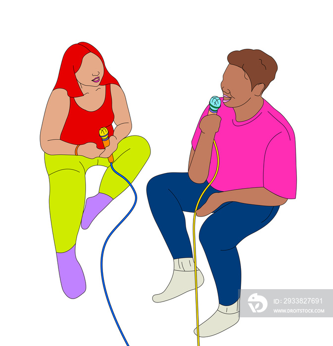 Two people singing karaoke (1)