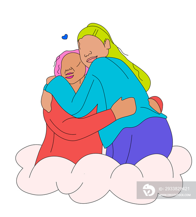 Lola/ grandma and girl hugging on a cloud (1)