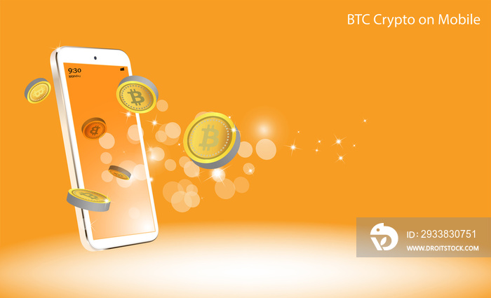 Cripto Currency，Bitcoin Crypto Online Mobile-Banner Vector，交易所，金融