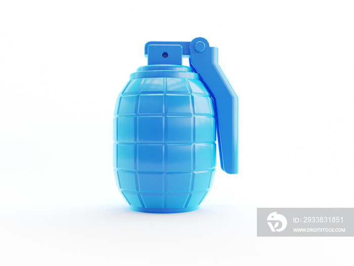 3d rendered object illustration of an abstract blue hand grenade