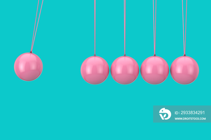 粉红牛顿球体摇篮双色调。三维渲染