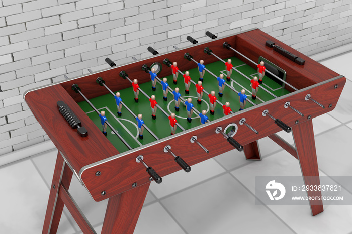 足球桌足球游戏.三维渲染