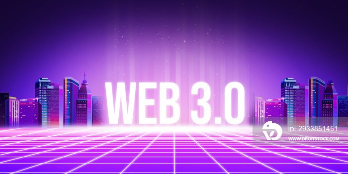 未来主义Web 3.0概念抽象科学背景与新技术概念。现代科学