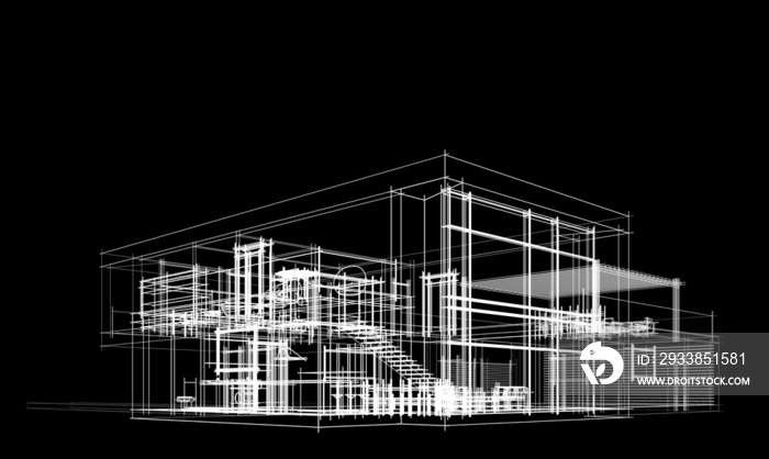 房屋建筑图三维示意图