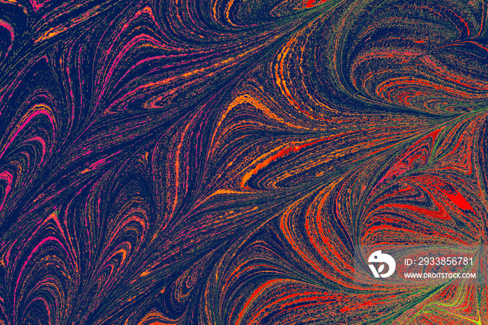 A beautiful abstract background with colorful oil paint splashes and seamless patterns