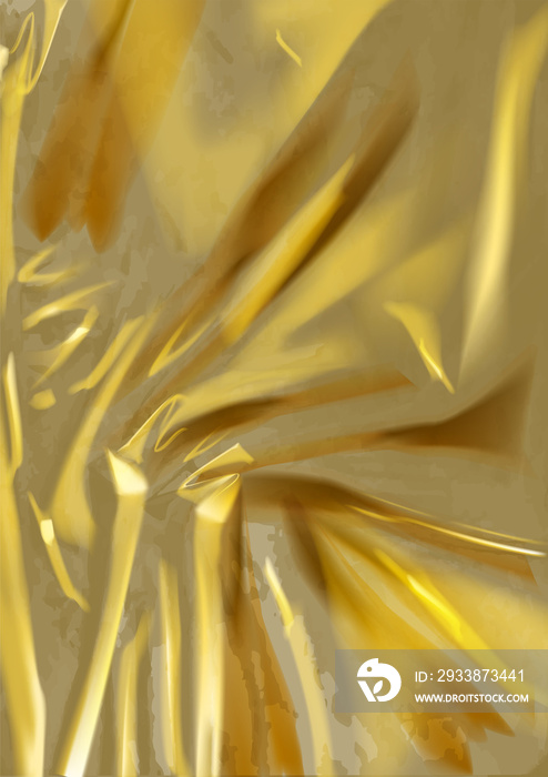 Realistic texture of crumpled golden foil sheet