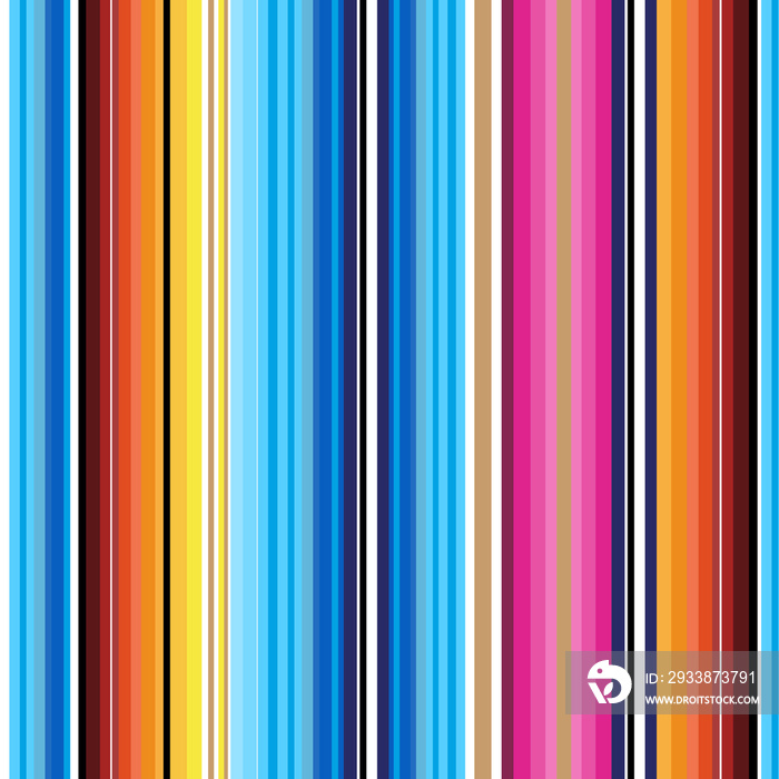 Serape seamless pattern of multicolored stripes in Mexican traditional style. Bright vibrant stripes