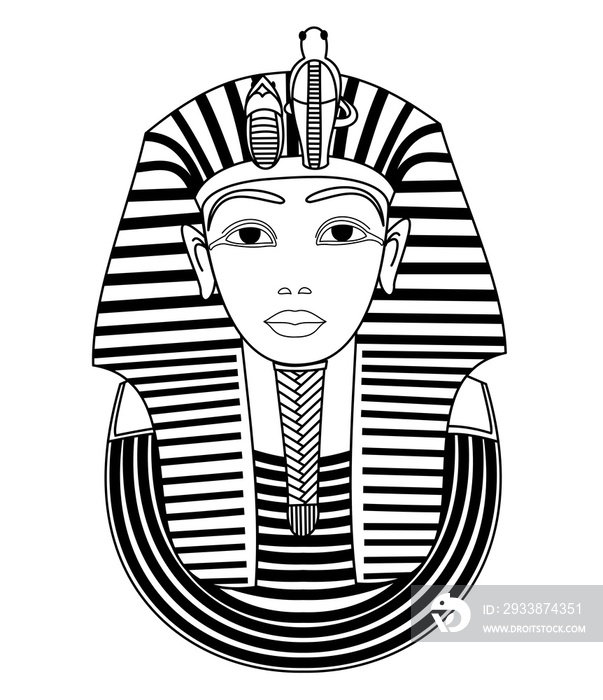 Tutankhamunà¸¡ ancient Egyptian Pharaoh drawing on white background