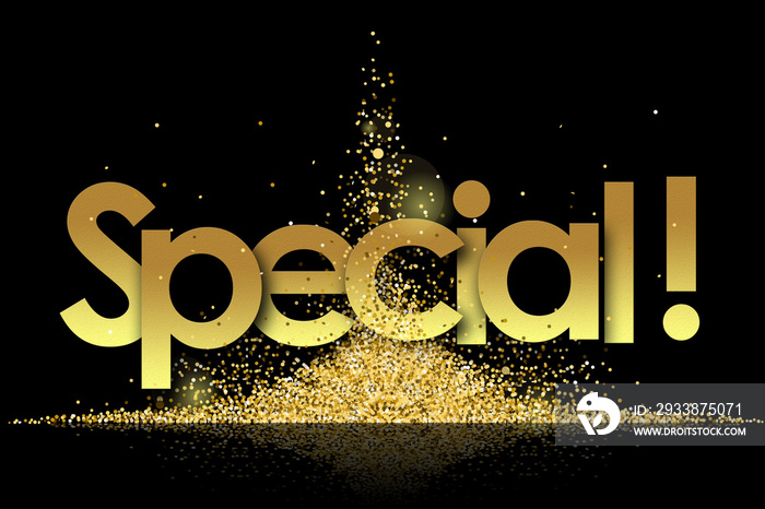 special in golden stars and black background