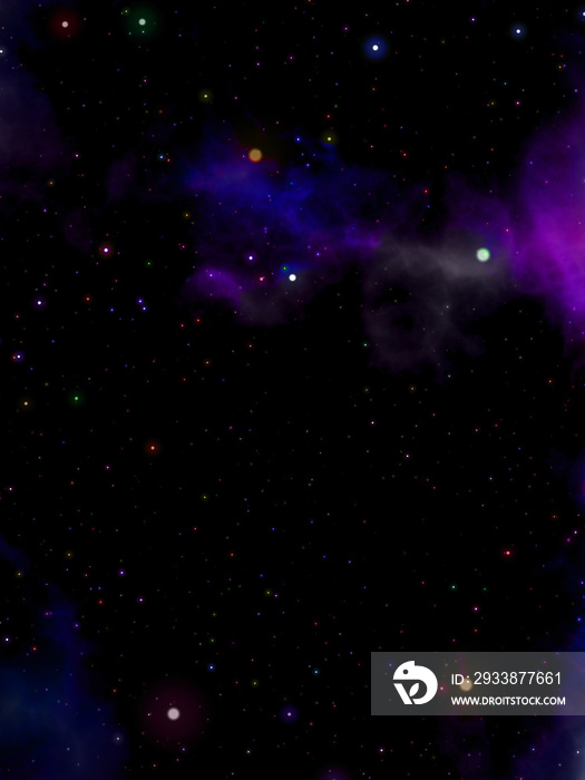 Fantasy space nebula wallpaper, violet mist with shiny stars, deep universe background