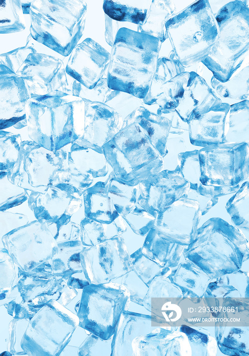 Ice,  3d render. Blue clean pure ice.