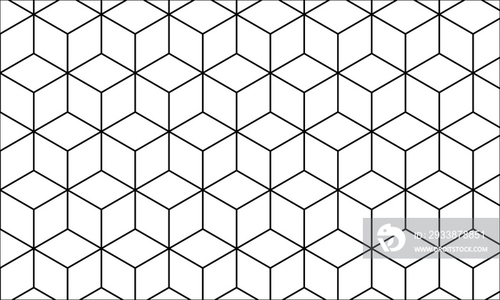 Lineart Geometric Seamless Pattern for Background & Wallpaper, Abstract isometric grid illustration