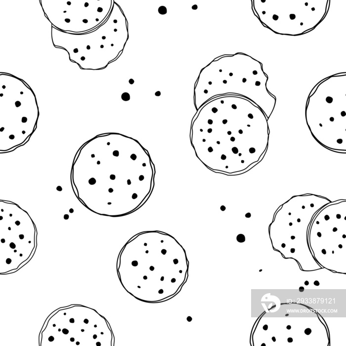 手绘饼干图案。简单可爱的饼干平面无缝图案。礼品包装背景p