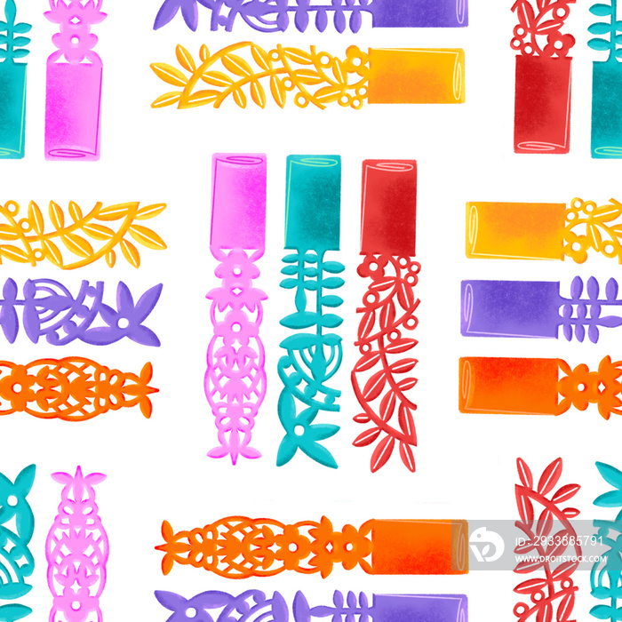 Filipino pastillas candy with handcut paper wrappers, grid illustrated pattern