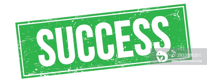 SUCCESS text on green grungy rectangle stamp.