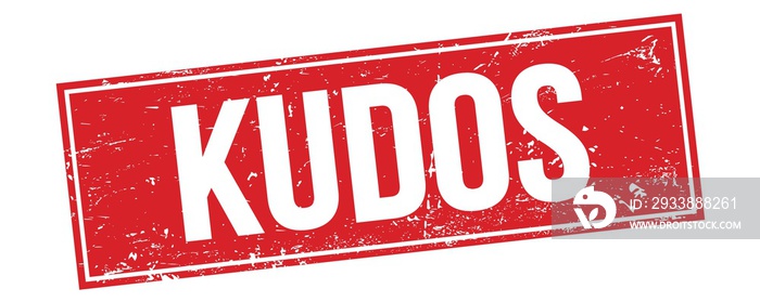 KUDOS text on red grungy rectangle stamp.