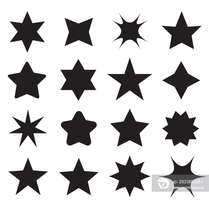 Set of different shape stars icons for design