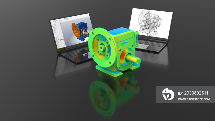 3D渲染-齿轮减速器的有限元分析