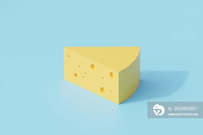 cheese or chedar single isolated object. 3d render illustration