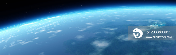 Panorama of the planet Earth from orbit, Earth satellite view, Planet from space, 3D rendering