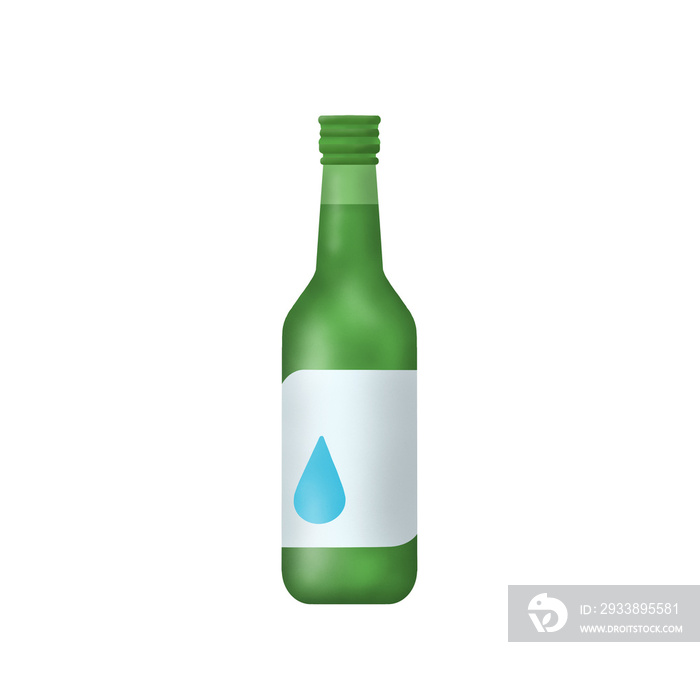 Digital painting illustration of Soju, famous clear, colorless distilled beverage of Korean origin