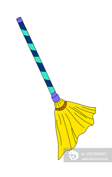 Blue and yellow walis tambo (soft broom)