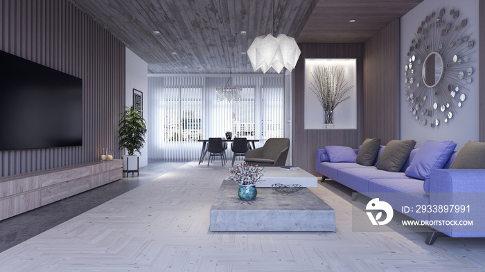 Modern Living room, interior design 3D Render 3D illustration