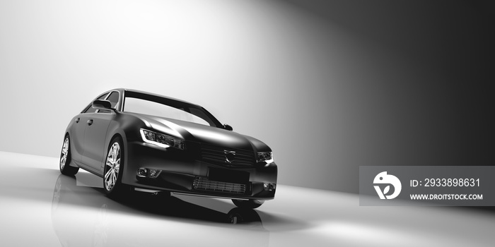 Sedan car on light studio background.