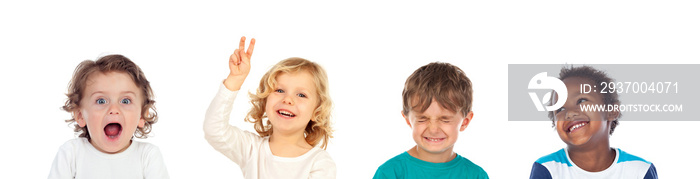 Four children making different expressions