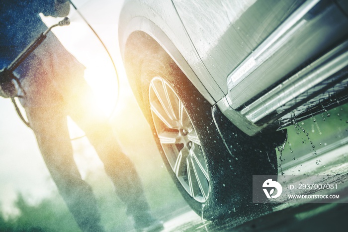 Men Washing Dirty Car