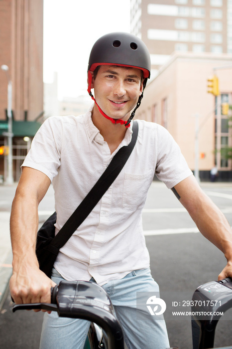 Young man on bicycle